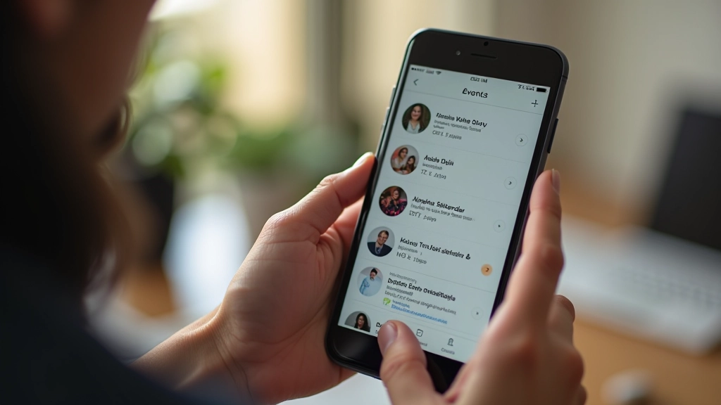 Telemóvel a mostrar ecrã com múltiplas aplicações de calendário, redes sociais e notificações de eventos