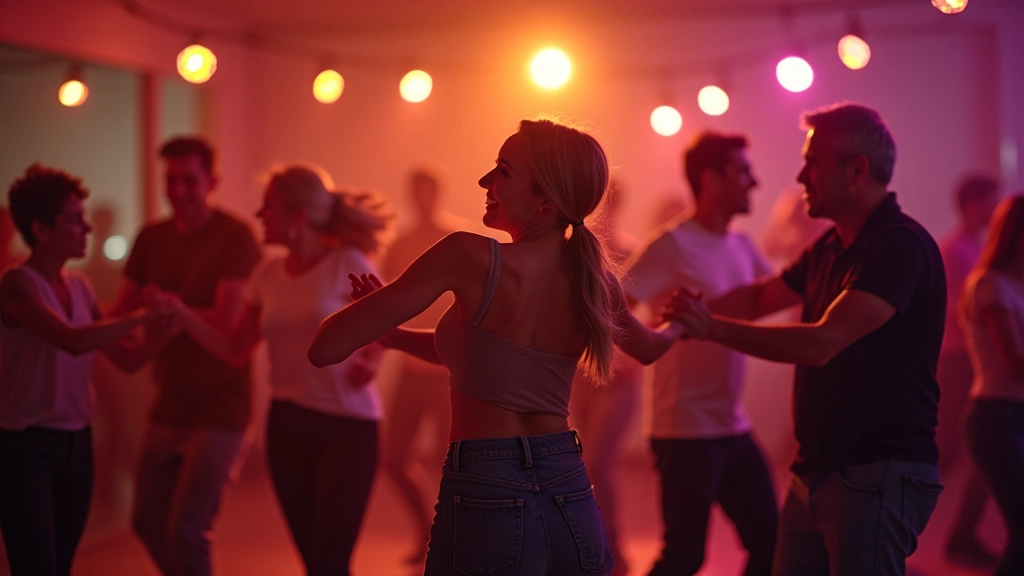 Adultos maiores de 45 anos dançando juntos com alegria