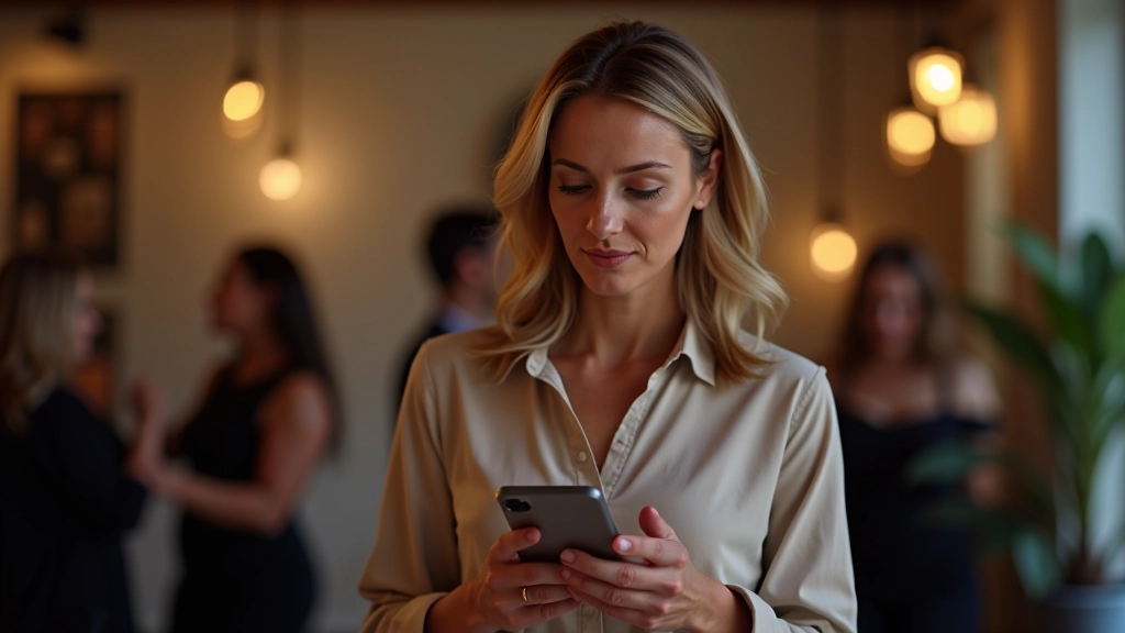 Mulher a utilizar o telemóvel para consultar calendário de eventos de dança com notificações activas